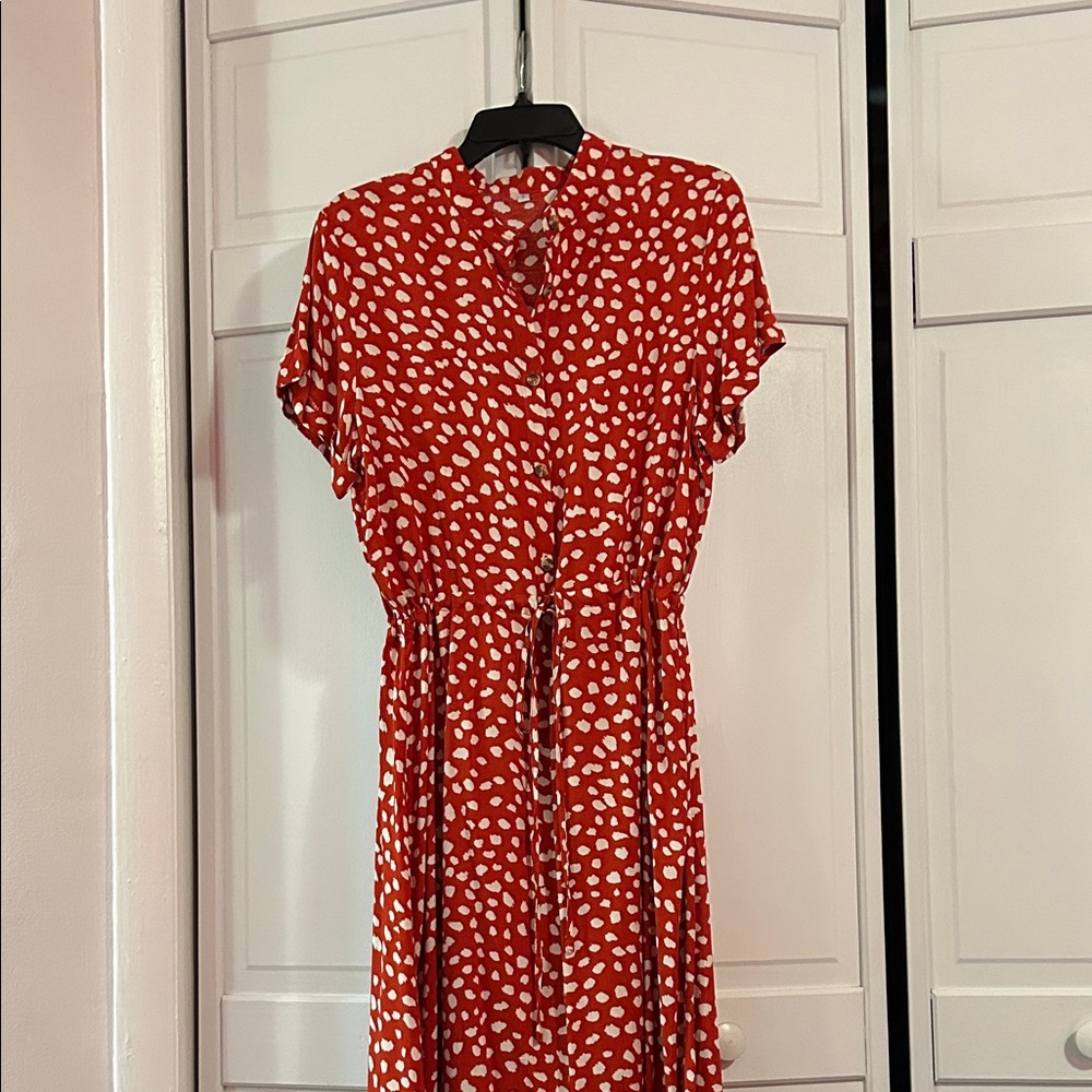 Amazon Burnt Orange and Cream Midi Dress